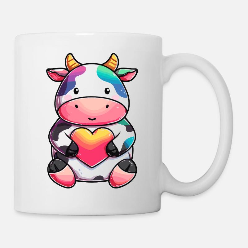 Bunte Kuh mit Herz - Tasse - Weiß