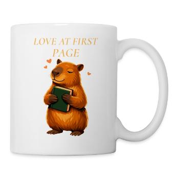 Love at First Page Capybara Buchliebhaber - Tasse - Weiß - Rechts