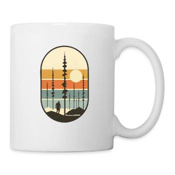 Hiker in retro forest sunset gift idea - Mug - white - Right