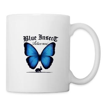 Blauer Schmetterling Naturstil Fans Geschenkidee - Tasse - Weiß - Rechts