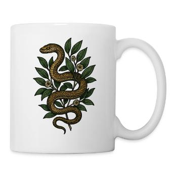 Snake in the foliage - botanical style - Mug - white - Right