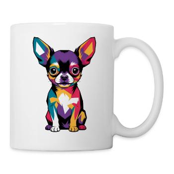 Chien chihuahua coloré géométrique - Mug blanc - blanc - Droite