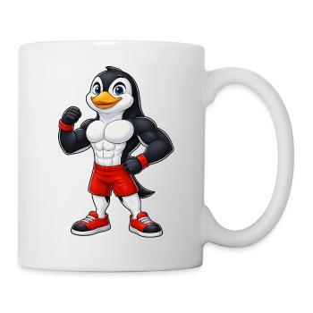 Muscle Penguin Bodybuilder Fitness Training Biceps - Mug - white - Right