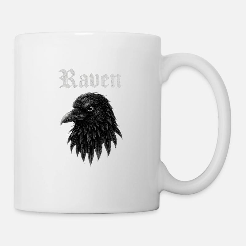 Rabe Gothic Kopf-Illustration Geschenkidee Style  - Tasse - Weiß