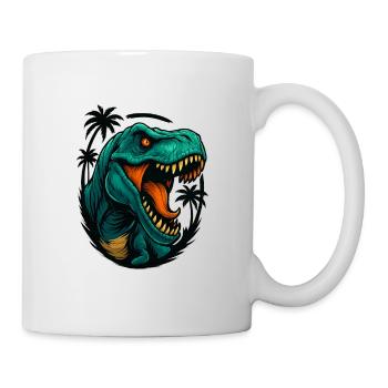 Neon Dino Dschungelkopf - Tasse - Weiß - Rechts