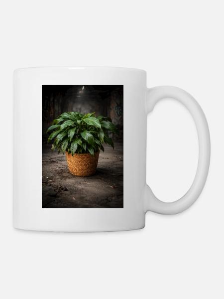 Green Planter Basket VintageLook - Mug - white