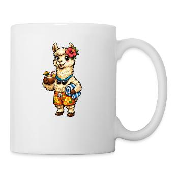Llama on the beach with floral decoration - Mug - white - Right