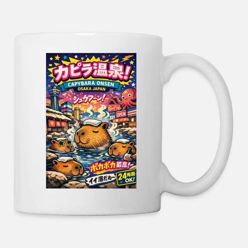 Capybara Onsen Osaka – Colorful Hot Pools - Mug - white