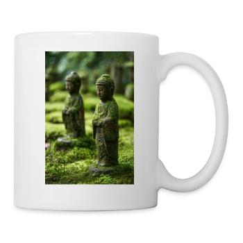 Statues du jardin du Bouddha en mousse - Mug blanc - blanc - Droite