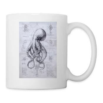 Octopus Blueprint Sketch - Mug - white - Right