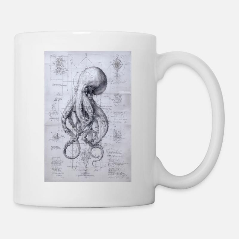 Oktopus-Bauplan-Skizze - Tasse - Weiß