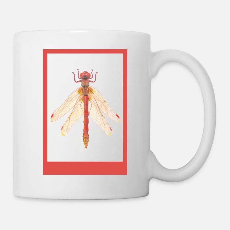 Rote Libelle Illustration - Tasse - Weiß