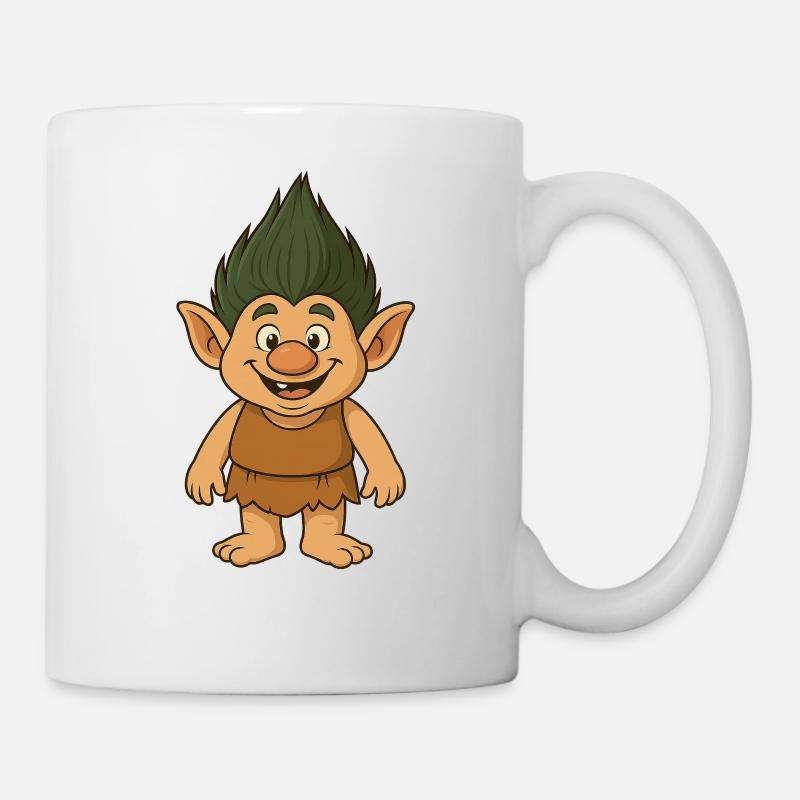 Fröhlicher Waldtroll Cartoon - Tasse - Weiß
