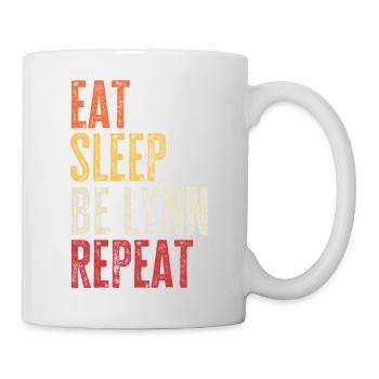 Mange, Dors, Sois Lynn, Répète le nom rétro - Mug blanc - blanc - Droite