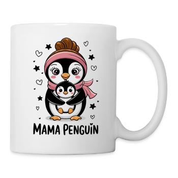 Maman Pingouin Maman Pingouin mignonne Maman avec des cœurs de bébé - Mug blanc - blanc - Droite
