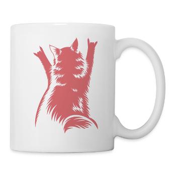 Rock Katze Rückenansicht – Devil Horns - Tasse - Weiß - Rechts