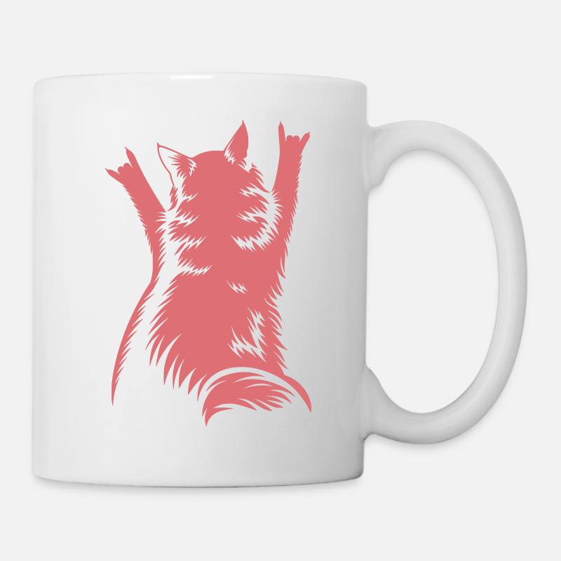 Rock Cat Back View – Devil Horns - Mug - white