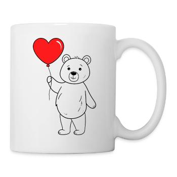 Ours avec ballon au cœur - Mug blanc - blanc - Droite