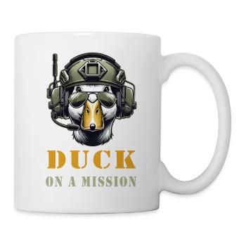 Ente auf Mission - Tasse - Weiß - Rechts