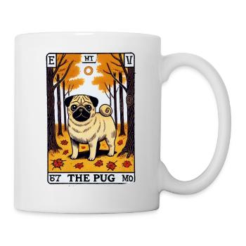 Mops-Tarot im Herbstwald - Tasse - Weiß - Rechts
