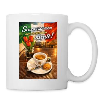 Espresso und Flagge: Italienischer Start - Tasse - Weiß - Rechts