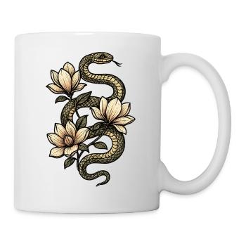 Tatouage nature Serpent & Magnolia - Mug blanc - blanc - Droite