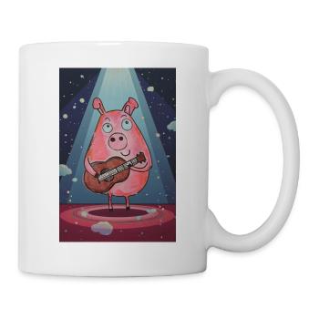 Cosmic Pig à la guitare - Mug blanc - blanc - Droite