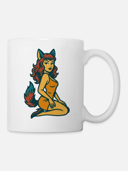 Fuchsgeist-Pinup - Tasse - Weiß