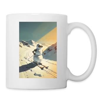 Bonhomme de neige skiant - Mug blanc - blanc - Droite