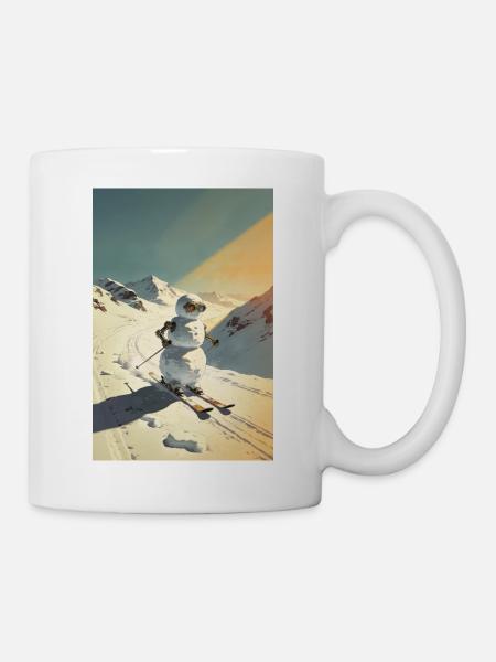 Skiing Snowman - Tasse - Weiß