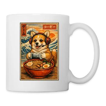 Ramen Corgi Gaming Anime Japanese Noodle Bowl - Mug - white - Right