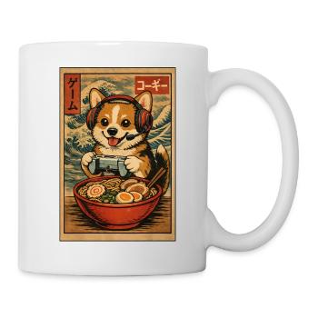 Ramen Corgi Gaming Anime Japanese Noodle Bowl - Mug - white - Right