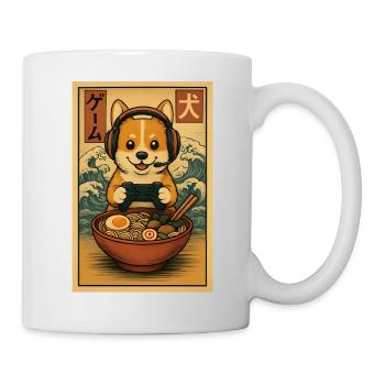 Ramen Corgi Gaming Anime Japanese Noodle Bowl - Mug - white - Right