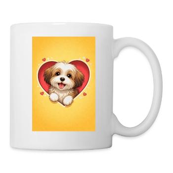 Liebes-Hundewelpe im Herzrahmen - Tasse - Weiß - Rechts