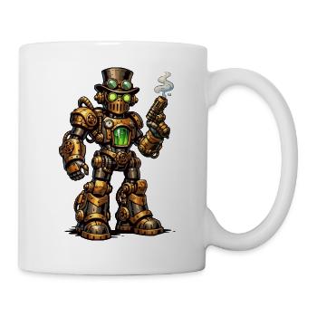 Steampunk Robo mit grünem Kern - Tasse - Weiß - Rechts