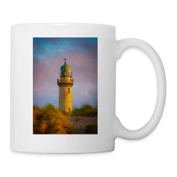 Phare de Warnemünde au coucher du soleil - Mug blanc - blanc - Droite