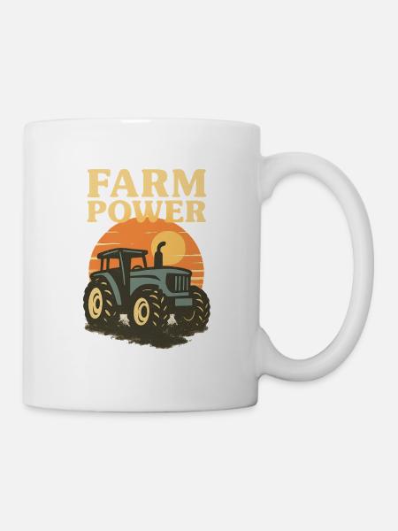 Tracteur et Coucher de soleil - Mug blanc - blanc