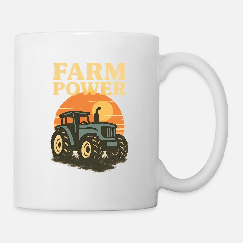 Tracteur et Coucher de soleil - Mug blanc - blanc