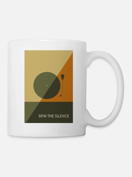 Spin The Silence – Minimal Record Poster - Tasse - Weiß