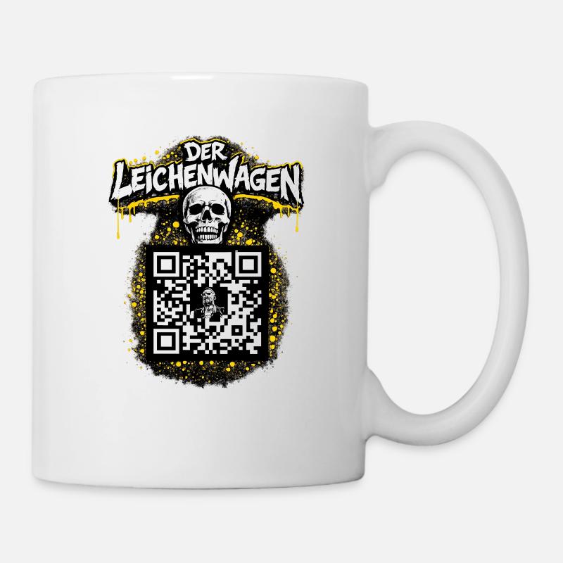 Der Leichenwagen mit QR Code - Tasse - Weiß