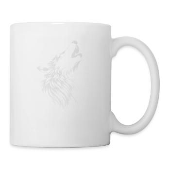 Loup hurlant dans le style vintage - Mug blanc - blanc - Droite