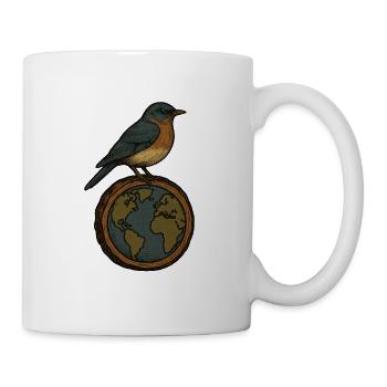 Robin auf World Globe - Tasse - Weiß - Rechts