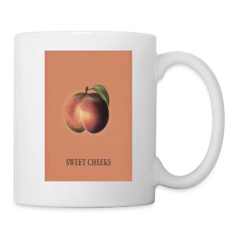 Sweet Cheeks – Minimal Peach Poster - Mug - white - Right