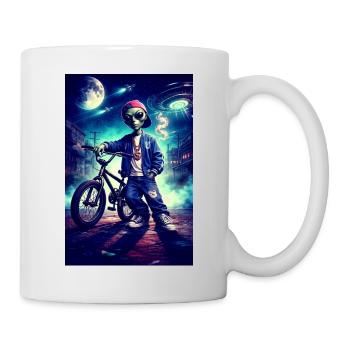 Alien BMX in Neon City - Mug - white - Right
