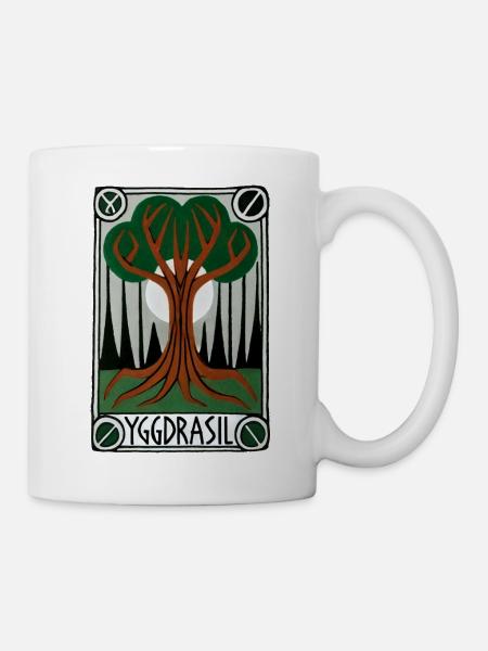 Emblema del árbol rúnico de Yggdrasil - Taza - blanco