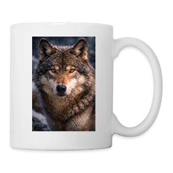 Wolf im Schnee und Nebel - Tasse - Weiß - Rechts