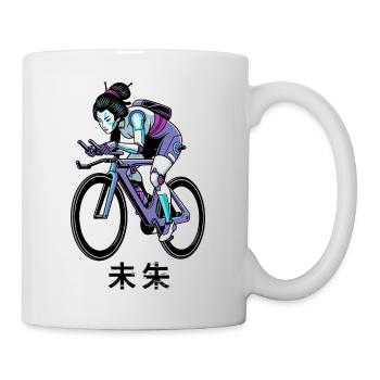 Neon-Cyborg-Geisha-Radfahrerin - Tasse - Weiß - Rechts
