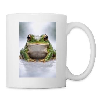 Grüner Frosch im Fokus - Tasse - Weiß - Rechts