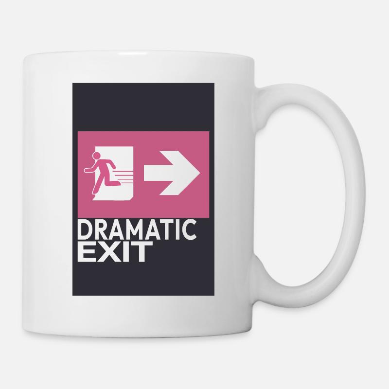 Dramatic Exit Minimal Poster Humor Grafik - Tasse - Weiß