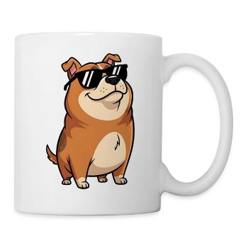 Fat dachshund with sunglasses - Mug - white - Right